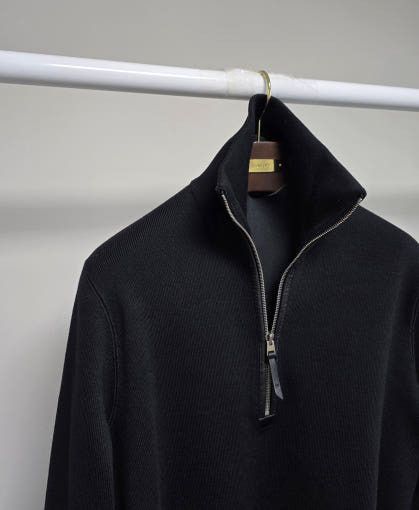 Tom Ford o1sm1stk0725 Half Zip-Up Knit Sweater in Black Size US L / EU 52-54 / 3 - 3 Thumbnail