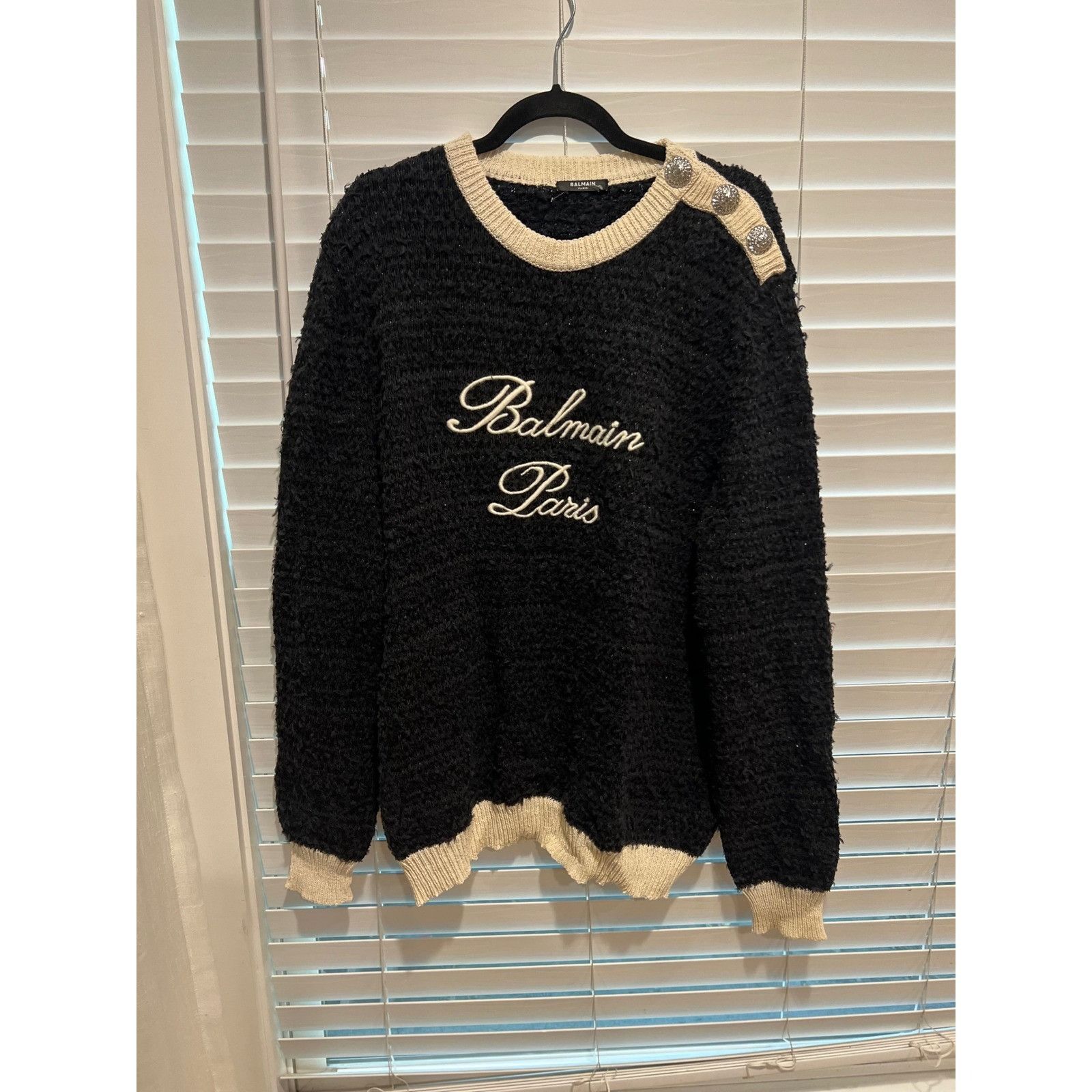Balmain Balmain Paris Mens Tweed Sweater Knit Pullover Top Designer Size US XL / EU 56 / 4 - 2 Thumbnail