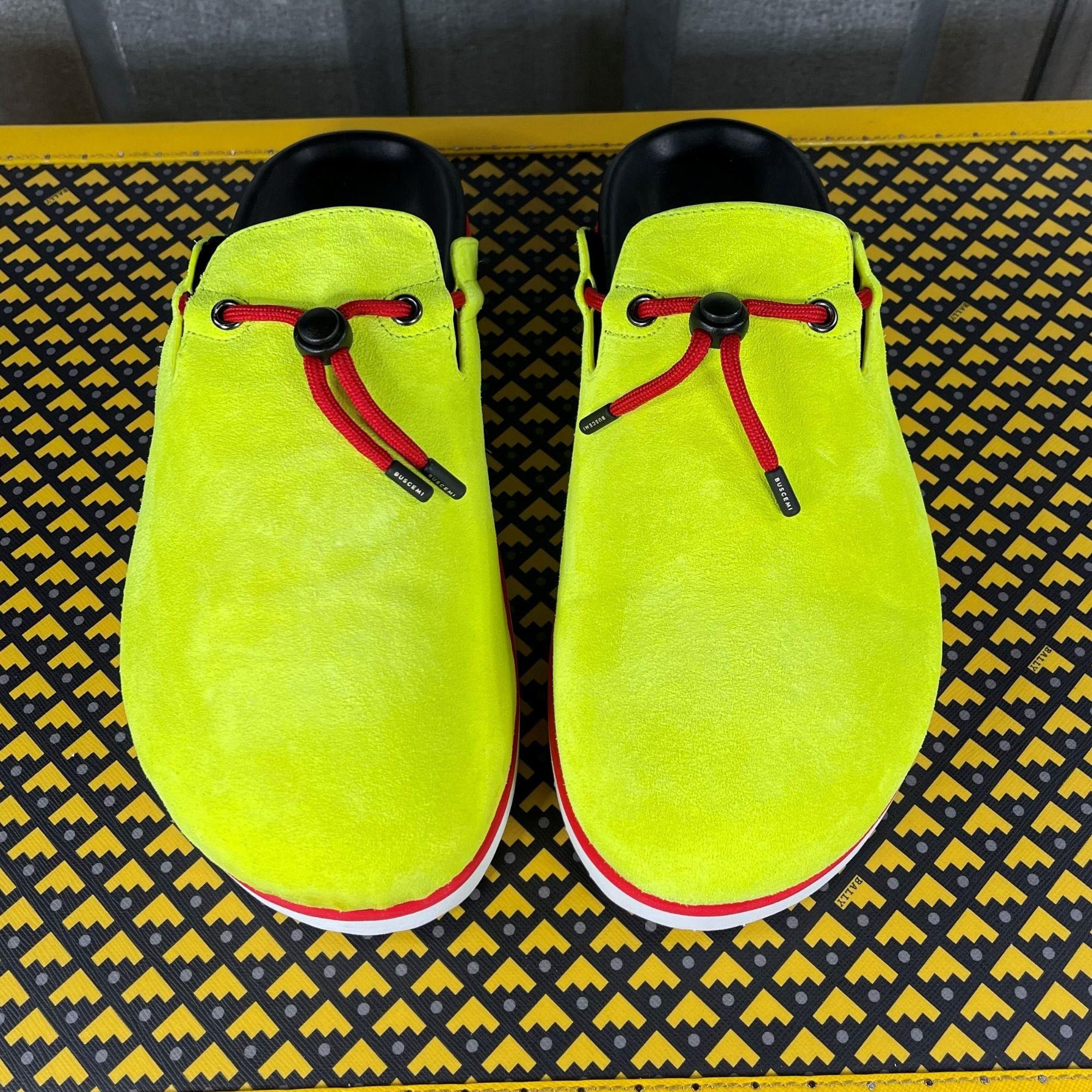 Buscemi Buscemi Pietro Neon Yellow Suede Slippers US 7 EU 40 Size US 7 / EU 40 - 3 Thumbnail
