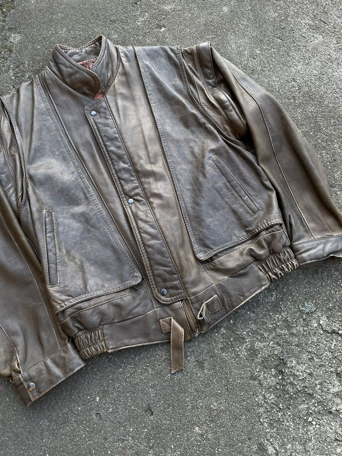 Vintage Washed Brown Retro 90s Genuine Real Leater Bomber Punk Rock Size US XL / EU 56 / 4 - 6 Thumbnail