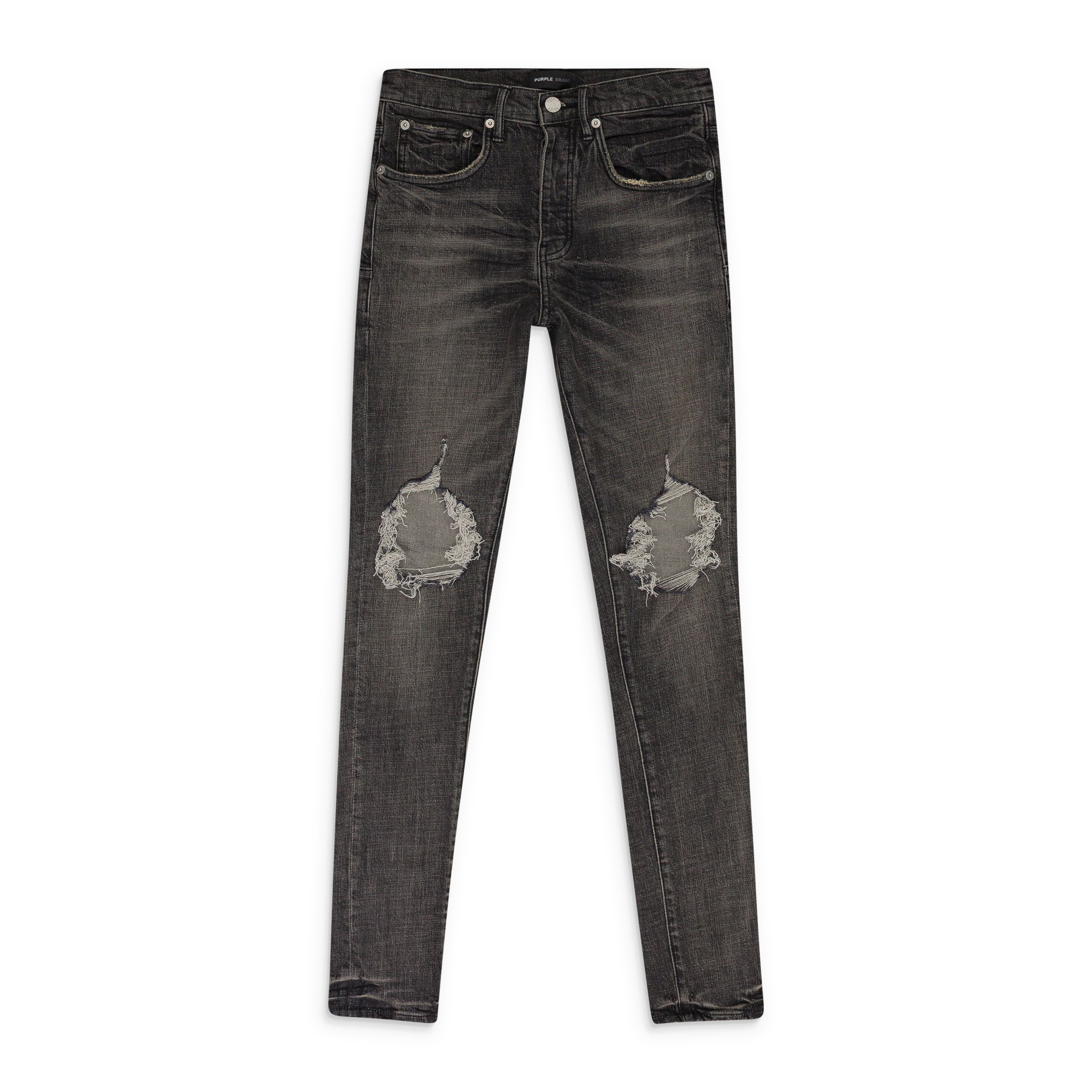 GREY DIRTY RESIN BLOWOUT SKINNY JEANS SIZE 31