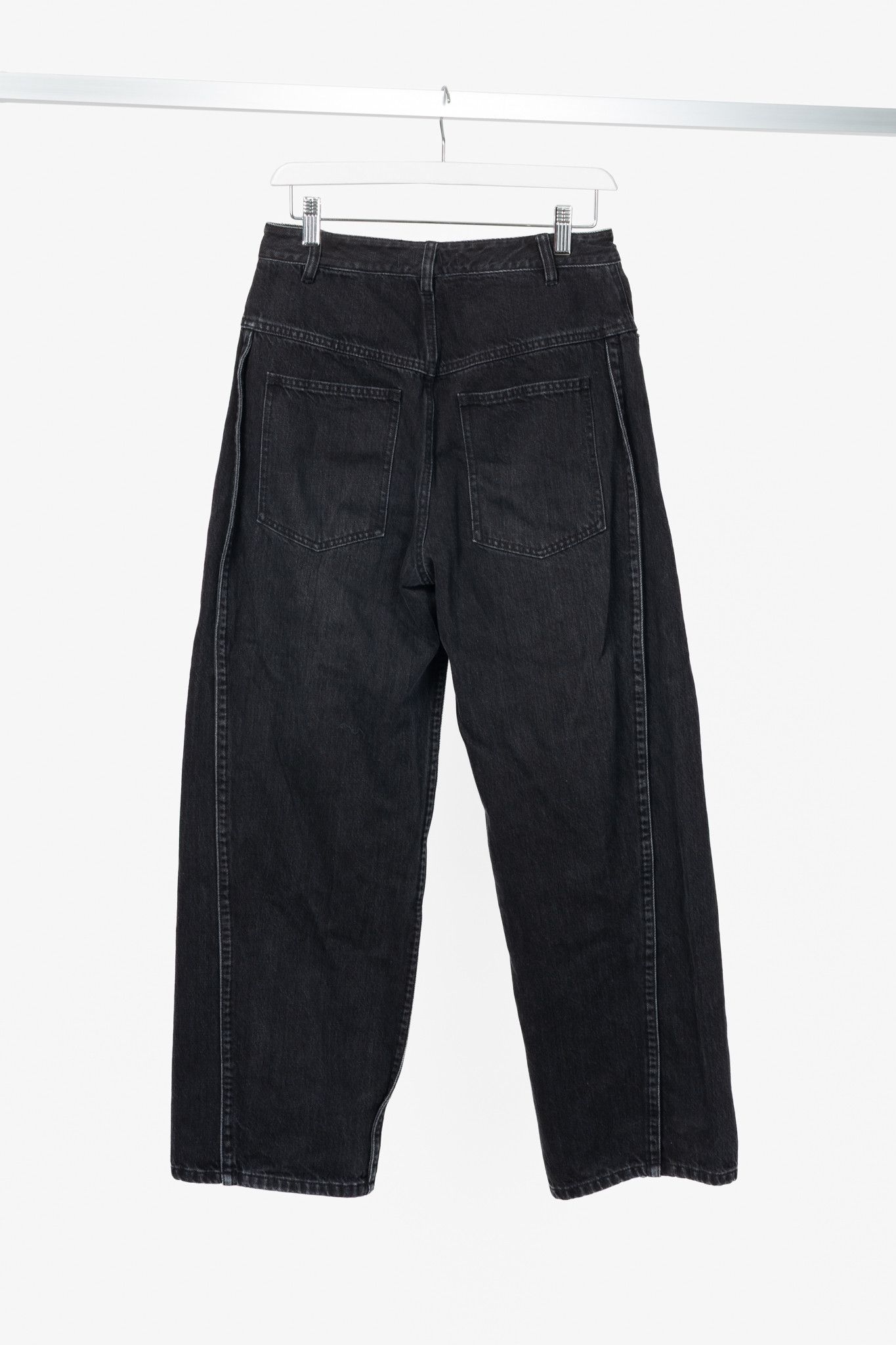Tibi Tibi SS24 Vintage Black Denim Barrel Shorter Tuck Jeans Size 25" / US 0 / IT 36 - 2 Thumbnail