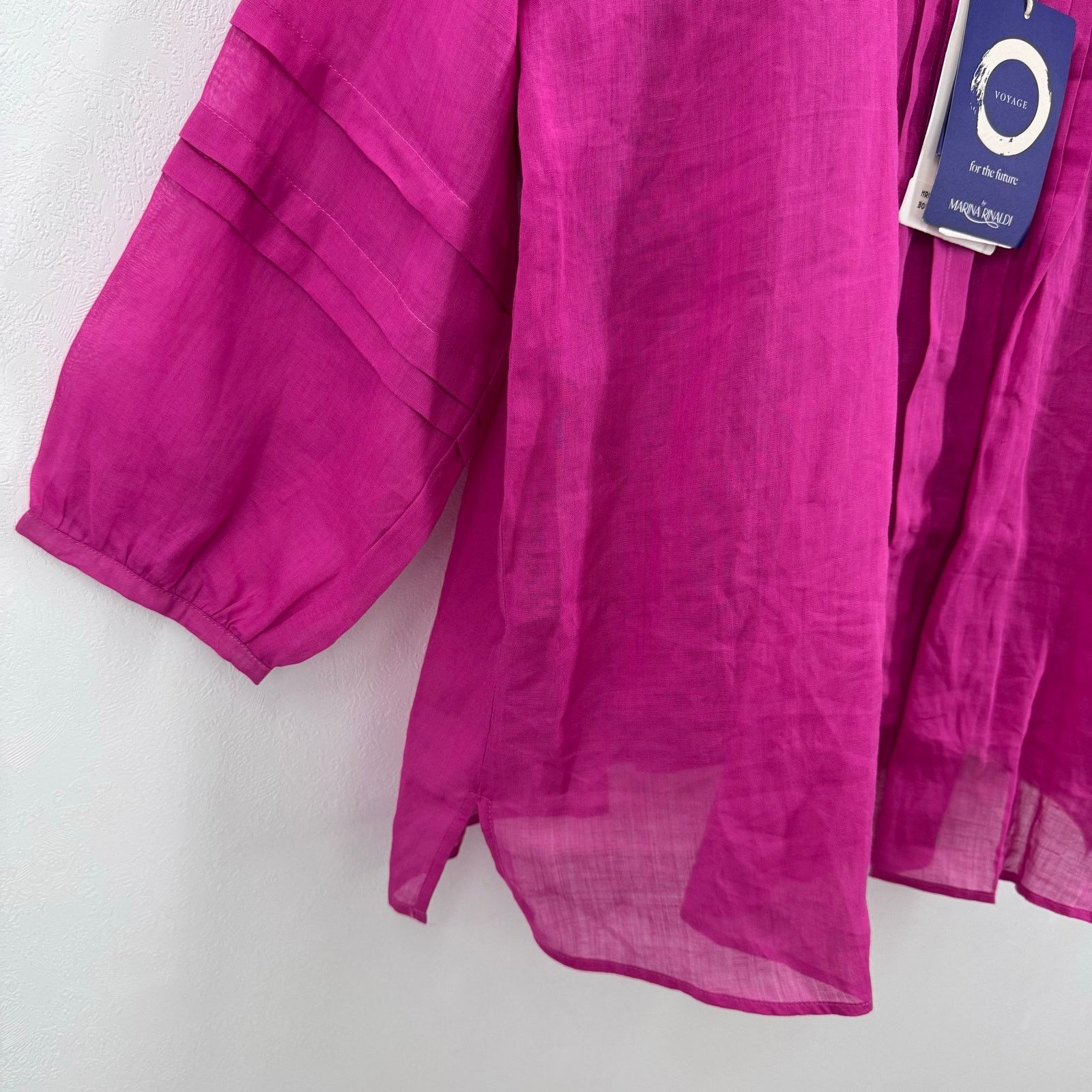 Marina Rinaldi Marina Rinaldi BOEMIA Ramie Long Sleeve Top Pink Magenta 18 Size XXL / US 16-18 / IT 52-54 - 5 Thumbnail