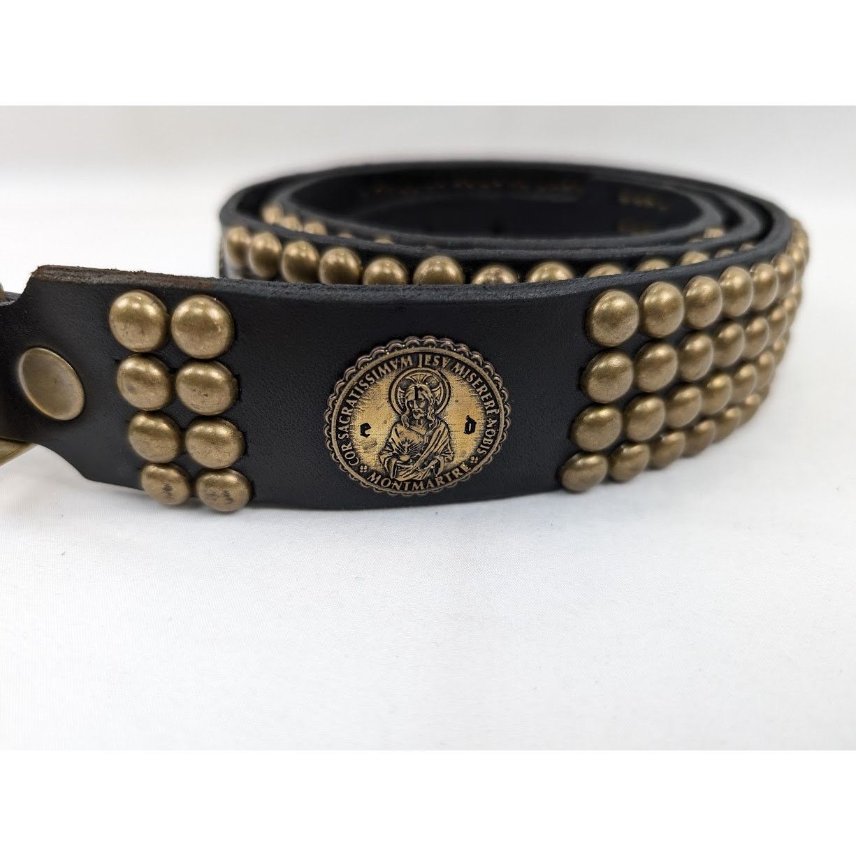 Enfants Riches Deprimes o1rshd1 Q:2 / Size:110 / Antique Brass Jesus Coin Belt Black Size 44 - 3 Thumbnail