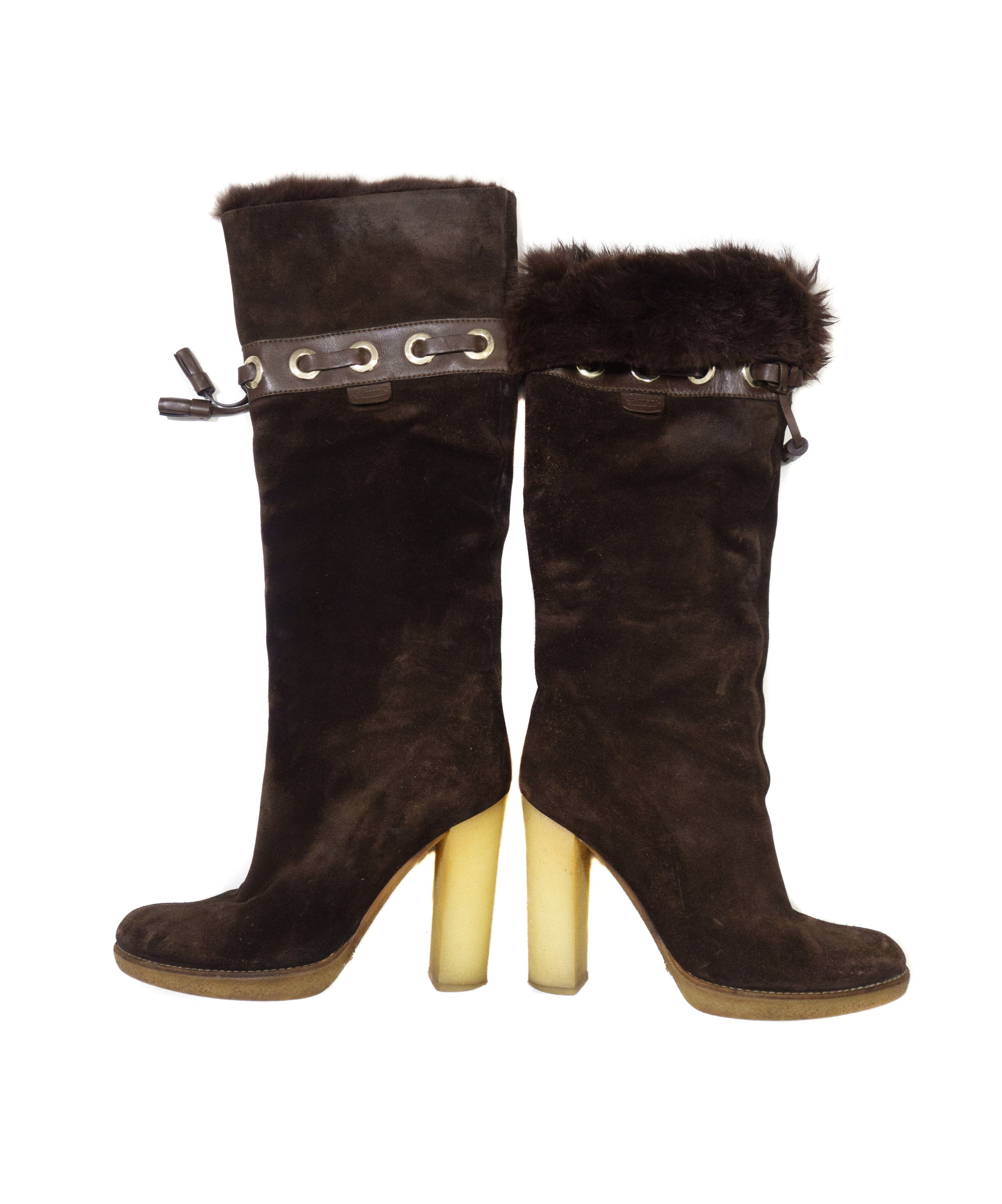 Gucci Tom Ford Suede Fur Trim Knee High Snow Boots Size US 6 / IT 36 - 1 Thumbnail