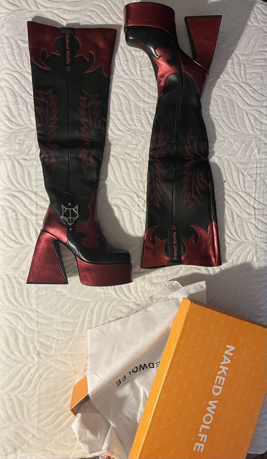 NAKED WOLFE JAMIE WESTERN BLACK/RED LIMITED EDITION Size US 10 / IT 40 - 4 Thumbnail