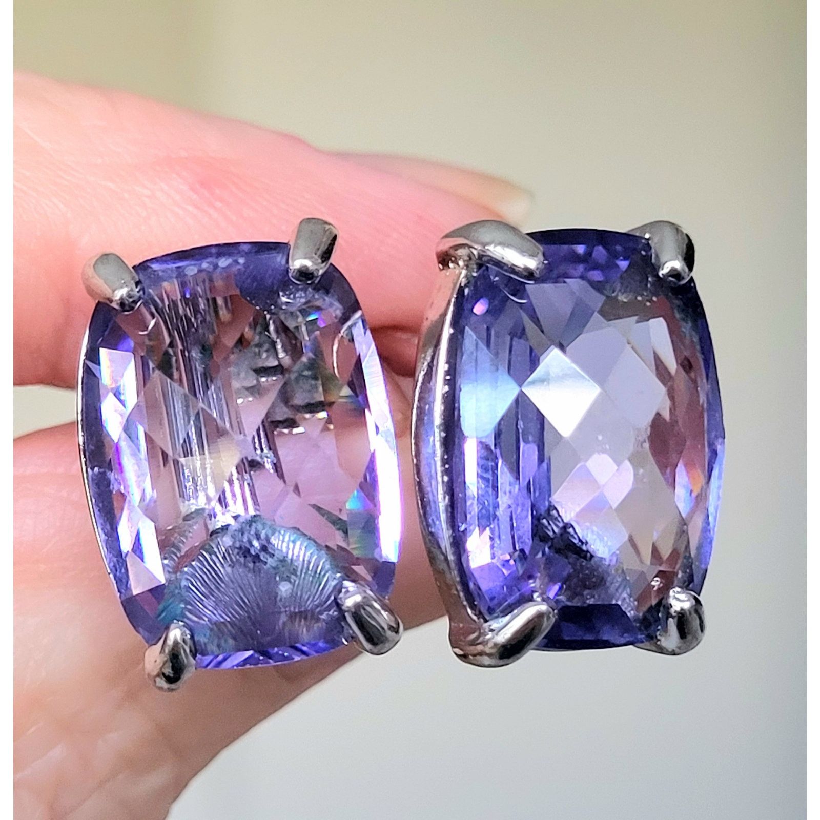 Swarovski Swarovski Crystal Earrings Tanzanite Purple Silver Clip Size ONE SIZE - 3 Thumbnail