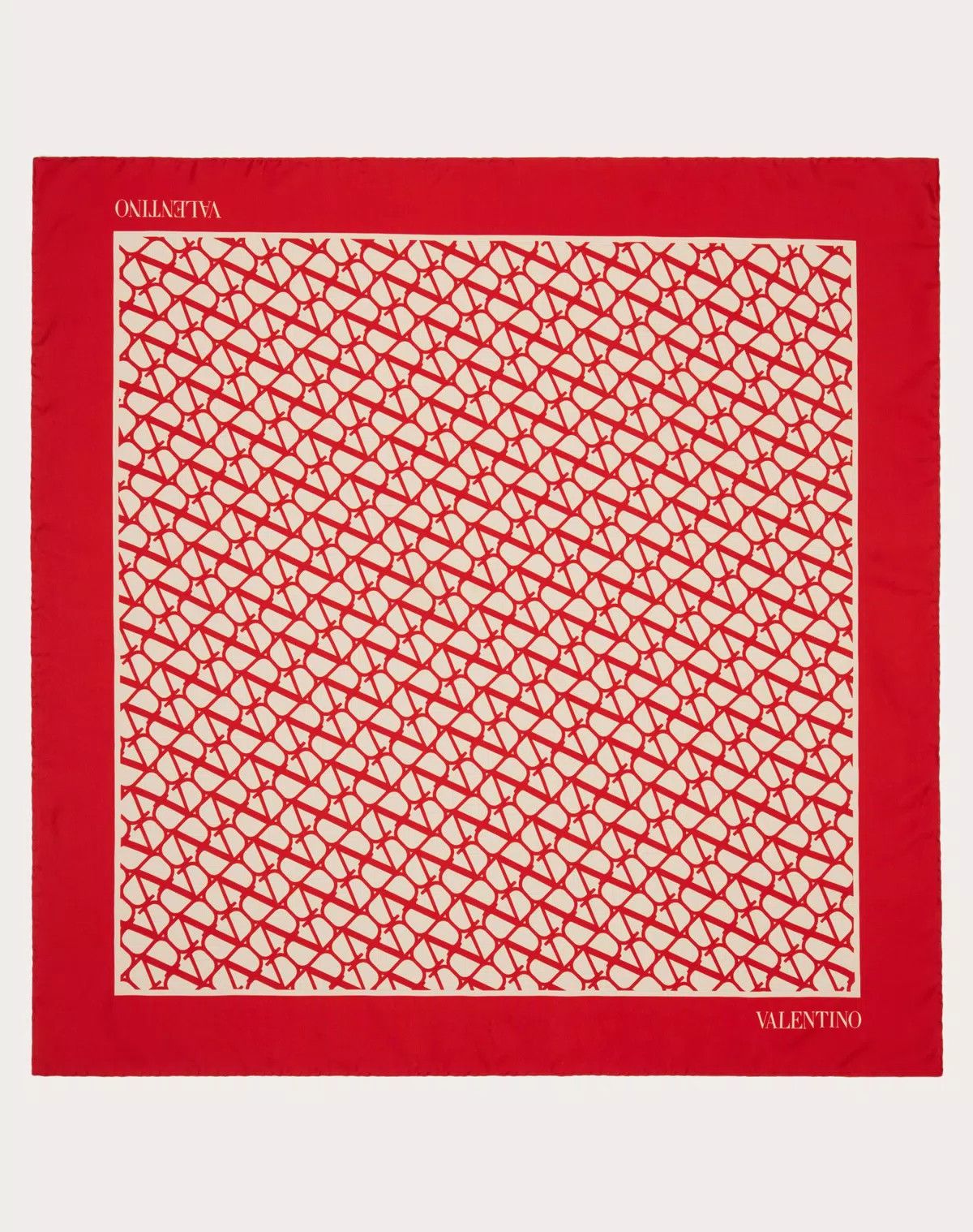 Valentino oc11z0725 Size:OS/Iconographe Silk Scarf 90x90 in Red/White Size ONE SIZE - 1 Thumbnail
