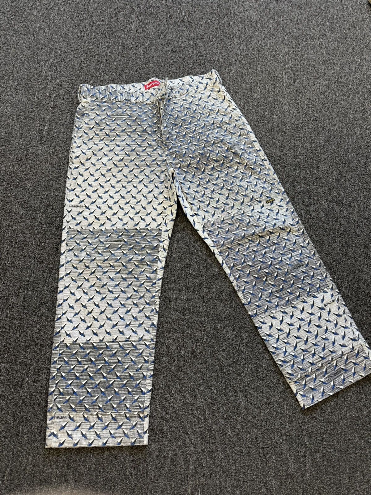 image of Supreme Diamond Plate Double Knee Work Pant Ss19 Size 34 in Grey, Men's