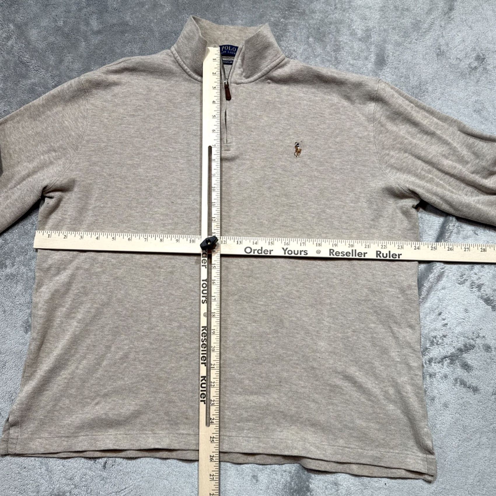 Polo Ralph Lauren Polo Ralph Lauren Quarter Zip Pullover Sweater Men’s Large Beige Estate Rib Mock Neck Logo Embroidered Knit Cotton Mens Sweater Size US L / EU 52-54 / 3 - 4 Thumbnail