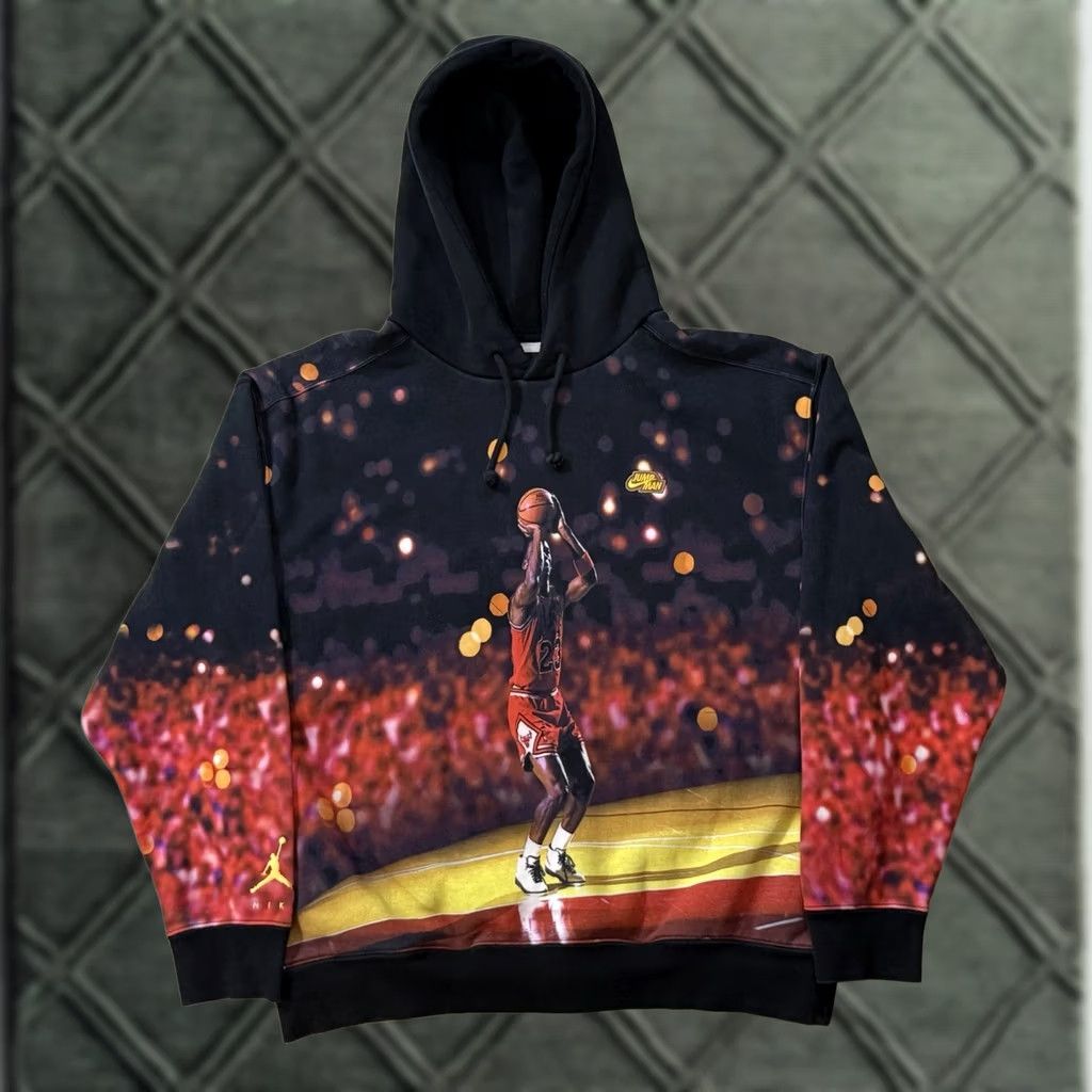 Jordan Brand VINTAGE Nike Jordan Jumpman AOP Fleece Pullover Hooded Sweatshirt XXL DC9610-010 Michael Size US XXL / EU 58 / 5 - 1 Thumbnail