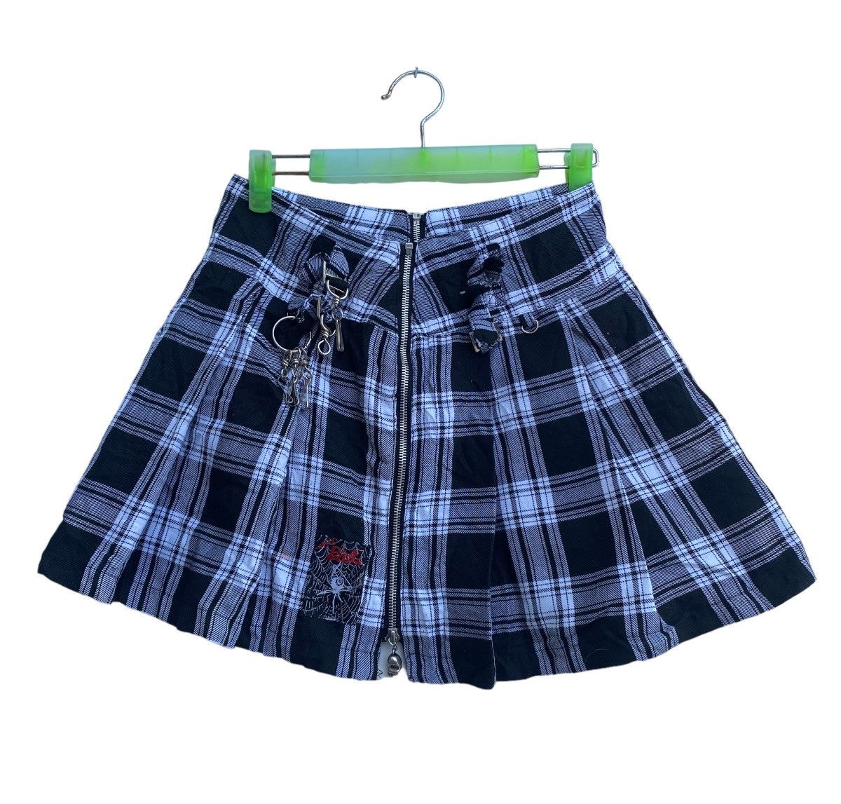 image of Mad Punk Tartan Multi Zip Open Way Chaos Skirt in Grey, Women's (Size 26)