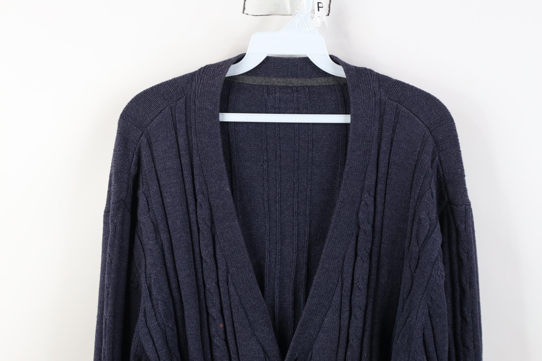 Vintage Vintage 90s Streetwear Chunky Cable Knit Cardigan Sweater Size US L / EU 52-54 / 3 - 2 Thumbnail