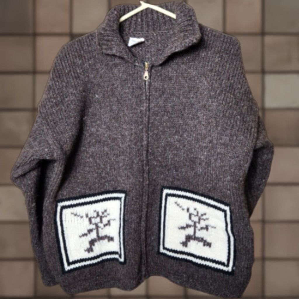 Vintage VINTAGE Coraza Crafts Cardigan |L| 100% Wool Brown VTG Hand Knit Equador Handknit Size L / US 10 / IT 46 - 1 Thumbnail