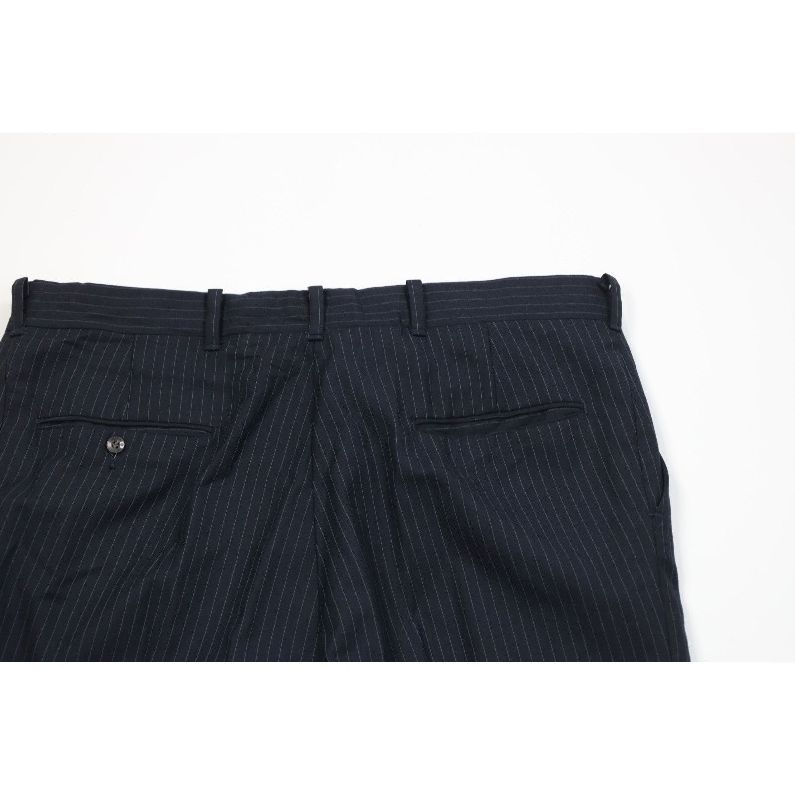 Vintage Vintage 70s Heavy Wool Pinstriped 3 Piece Suit Wedding Size 44L - 17 Thumbnail