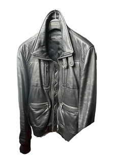 Leather jacket Dolce & Gabbana - Ortensia print leather biker