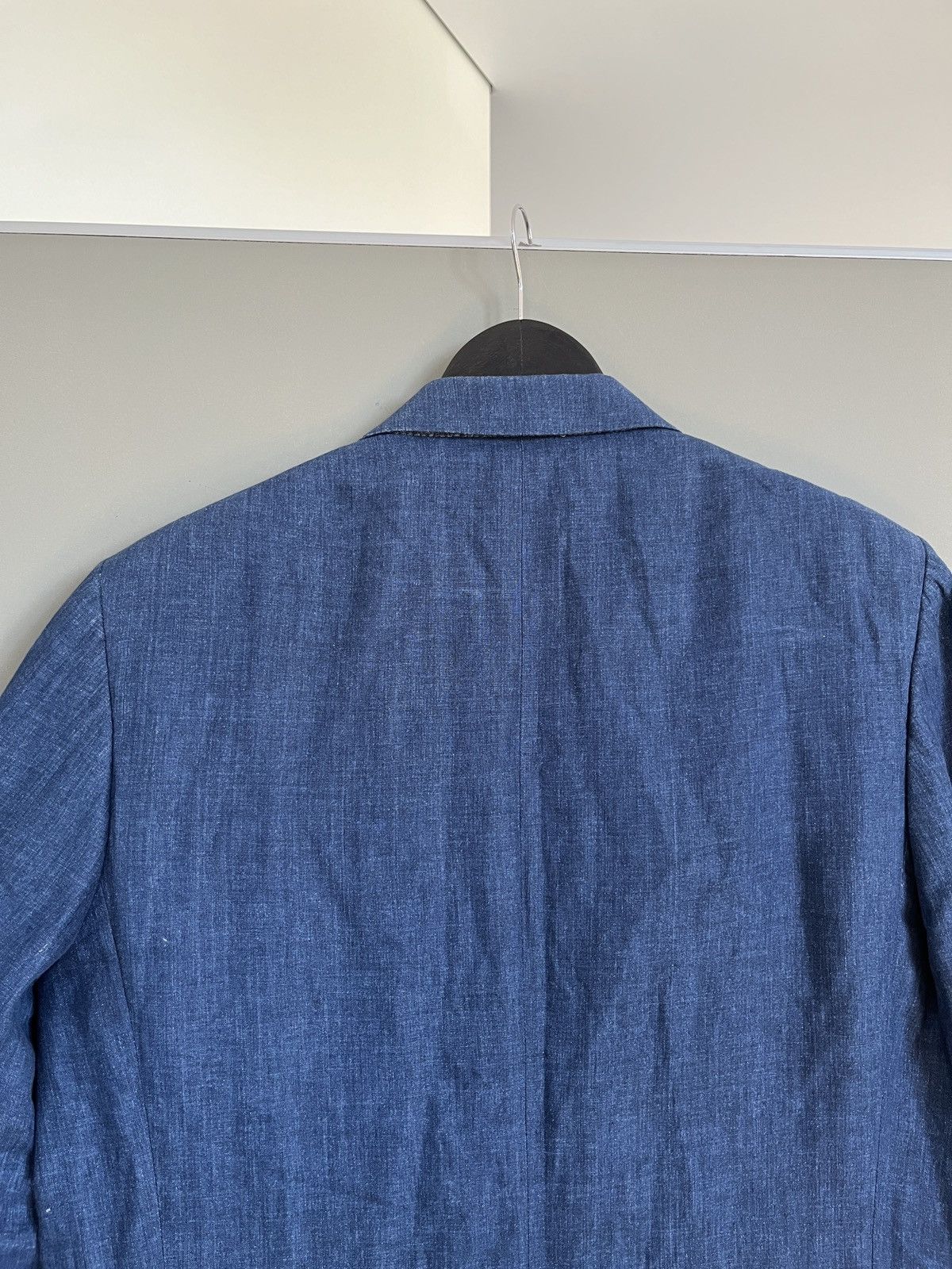 Canali CANALI Luxury Three Buttons Linen Blue Classic Sport Blazer Size 50R - 14 Thumbnail