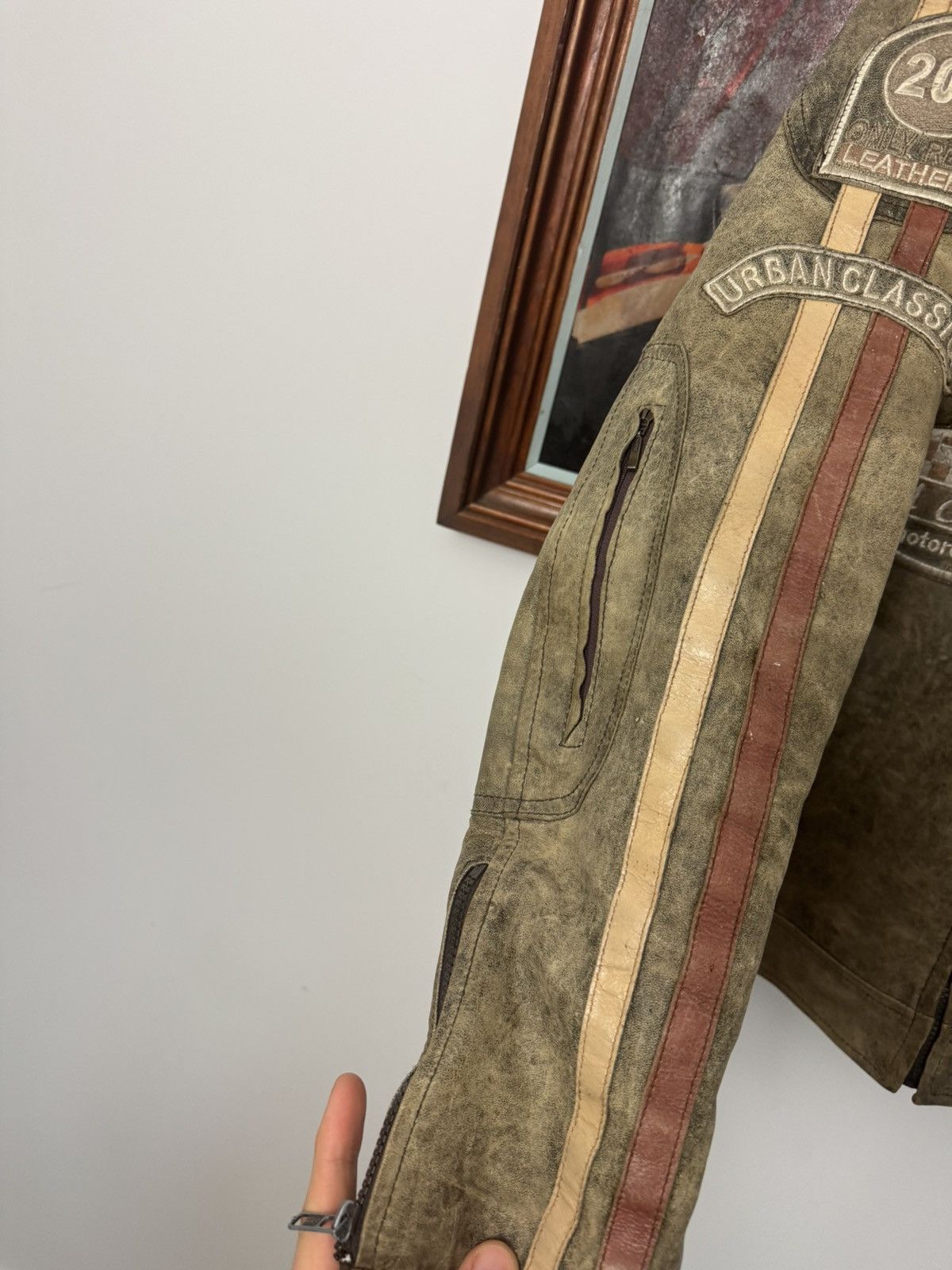 Vintage Genuine Leather Vintage Racing Moto Jacket Washed Aged Brown Size US M / EU 48-50 / 2 - 5 Thumbnail