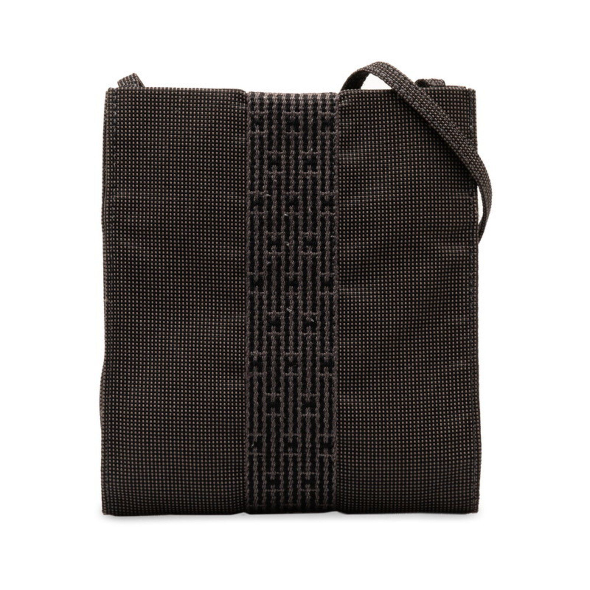 image of Hermes Air Line Pochette Shoulder Bag Grey Canvas Women's Hermes