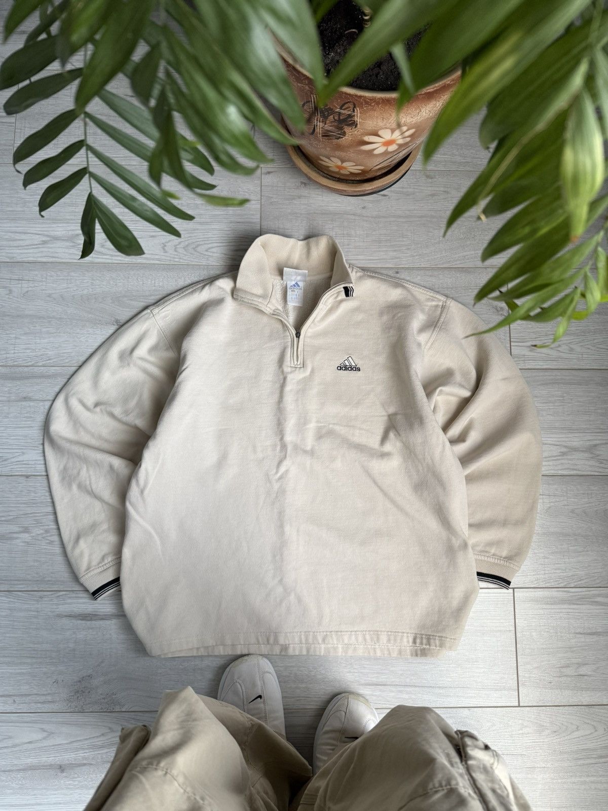 Adidas × Vintage Vintage adidas 1/4 zip up sweater cotton shirt sweater 90’s Size US L / EU 52-54 / 3 - 1 Thumbnail