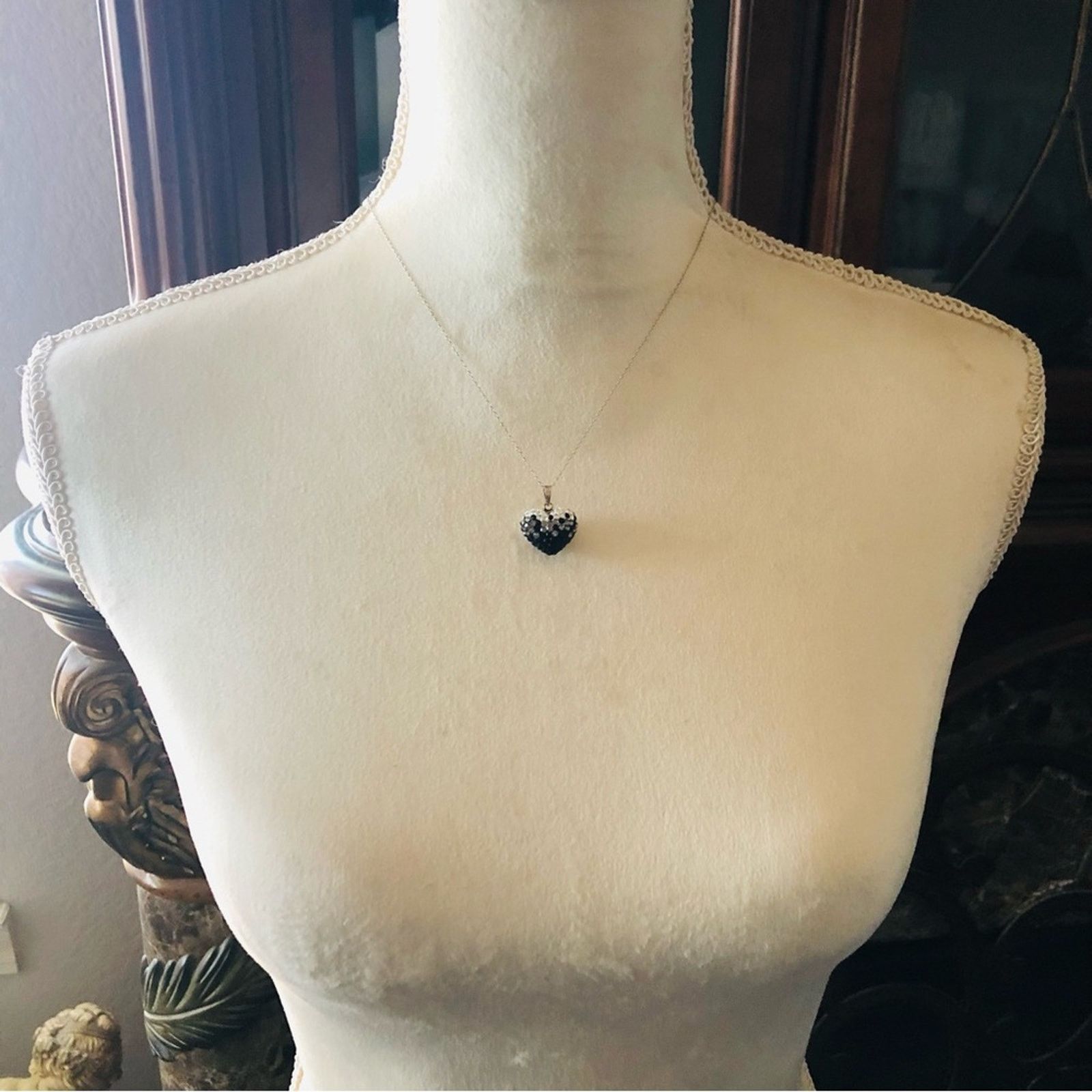 Jewelry Italy 925 sterling silver crystal covered heart necklace Size ONE SIZE - 6 Thumbnail