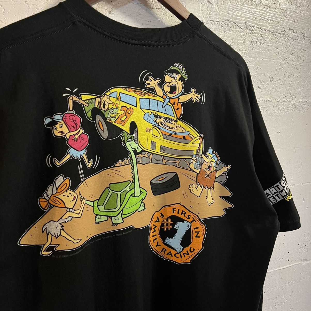 Vintage Vintage 90s Cartoon Network Wacky Racing Flintstones T-Shirt Size US XL / EU 56 / 4 - 6 Thumbnail