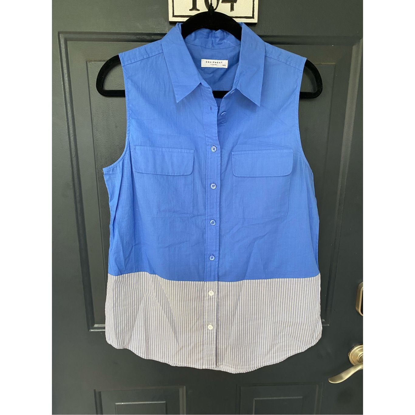 Equipment Slim Signature Sleeveless Top In Amparo Blue Size