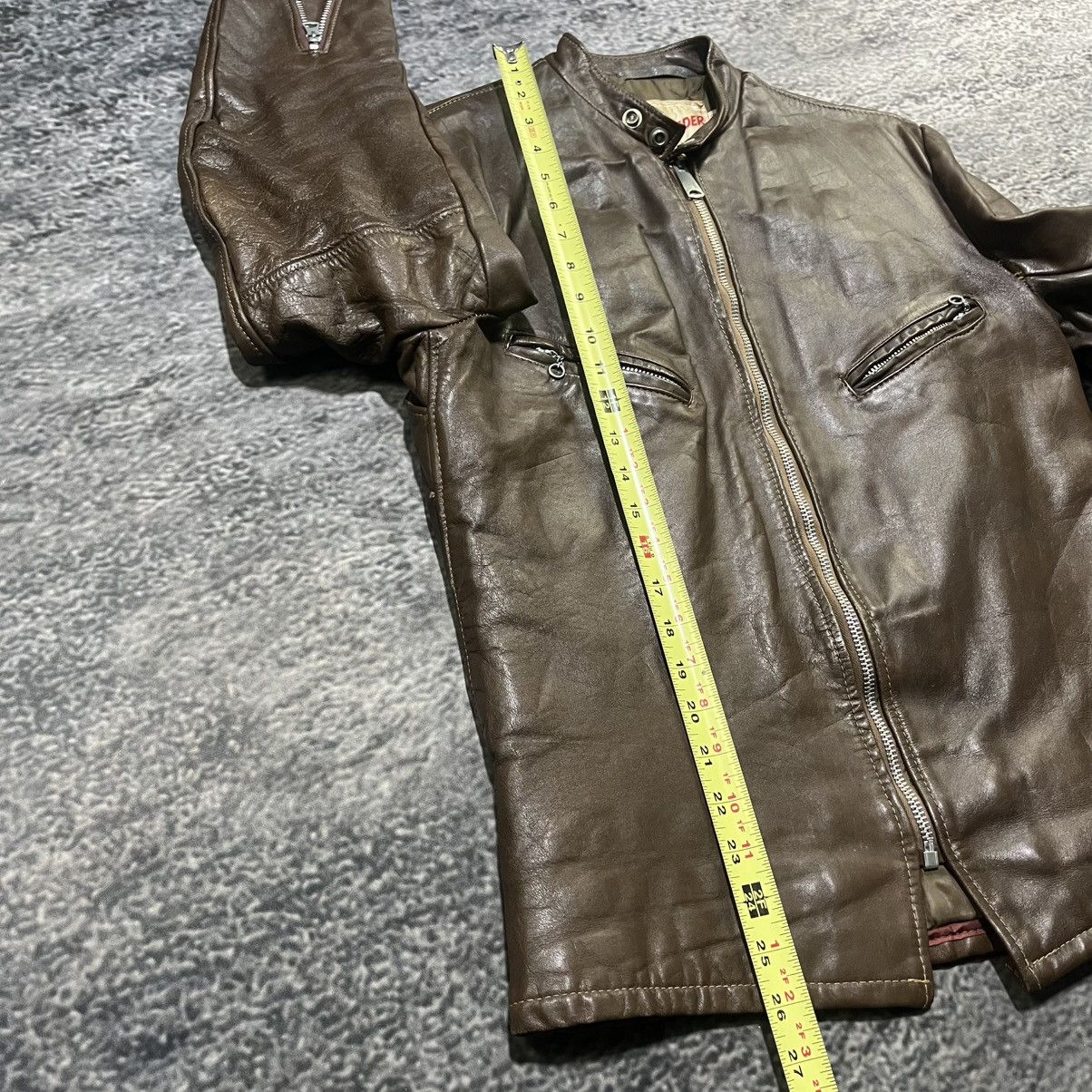 Vintage VINTAGE 1960s CYCLE RIDE MOTORCYCLE BROWN LEATHER JACKET Size US S / EU 44-46 / 1 - 13 Thumbnail