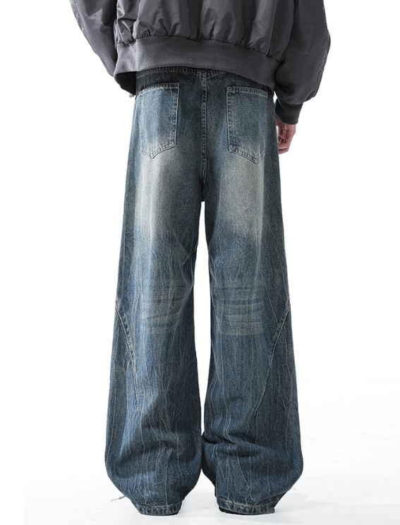 Vintage American street retro washed men's cleanfit wide-leg jeans Size US 32 / EU 48 - 4 Thumbnail