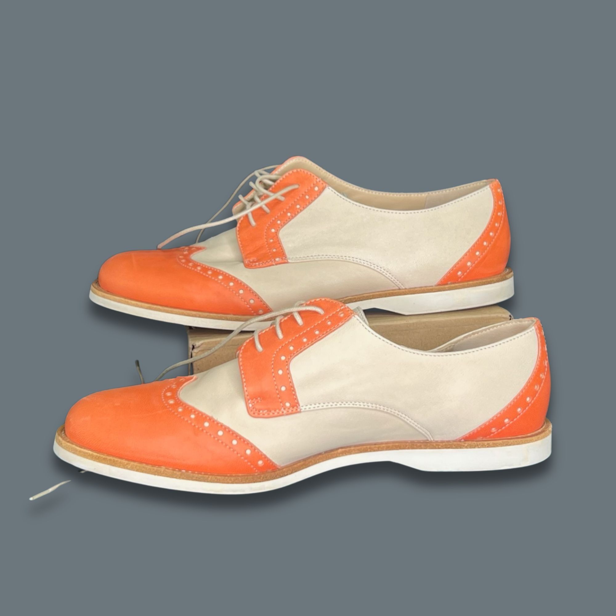 Other Amalfi Wingtip Oxford Shoes Orange & White Leather Men’s Dre Size US 6.5 / IT 36.5 - 4 Thumbnail