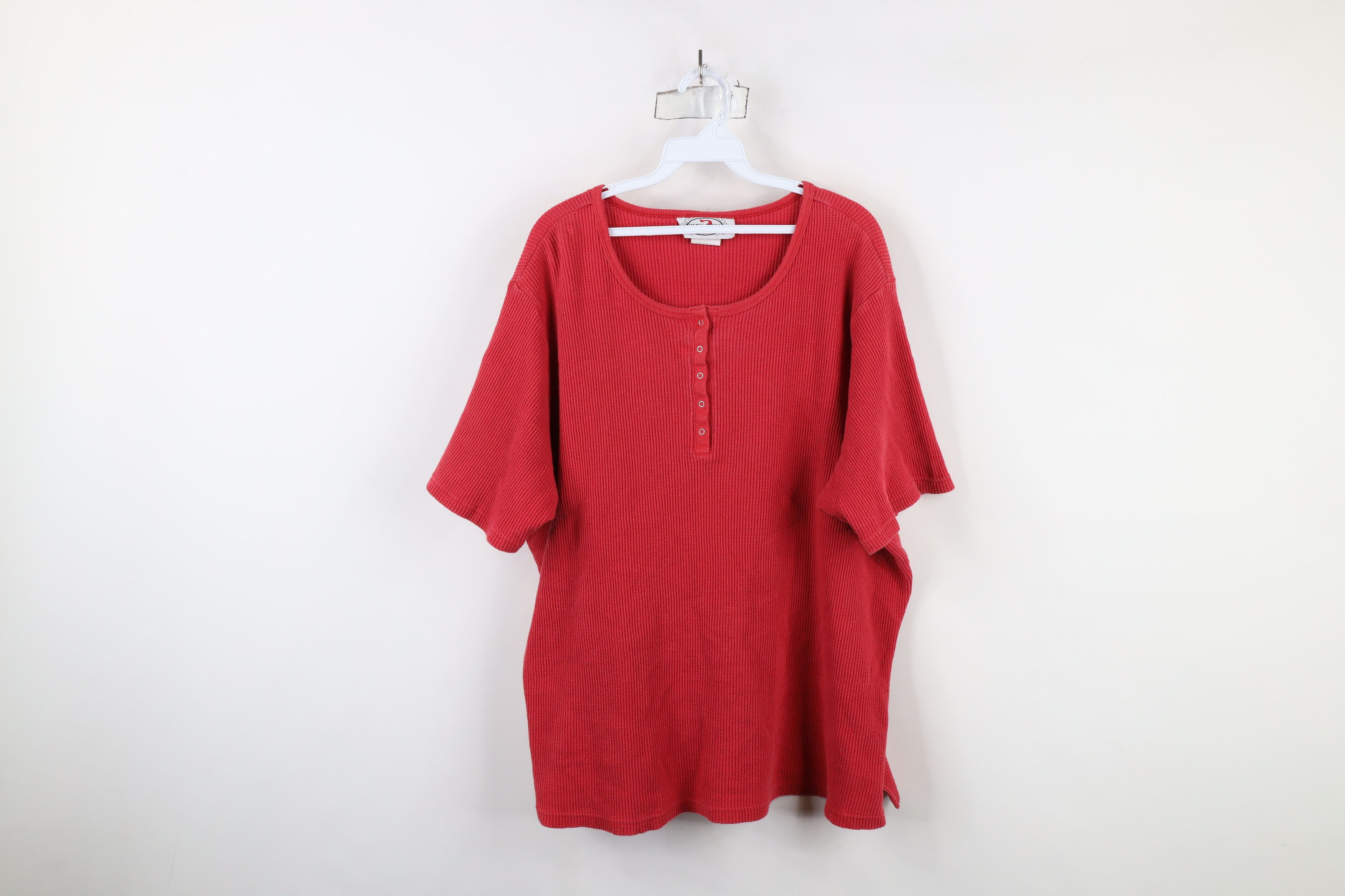 Vintage Vintage 90s Streetwear Thermal Waffle Knit Henley T-Shirt Size 4XL / US 24-26 - 1 Thumbnail