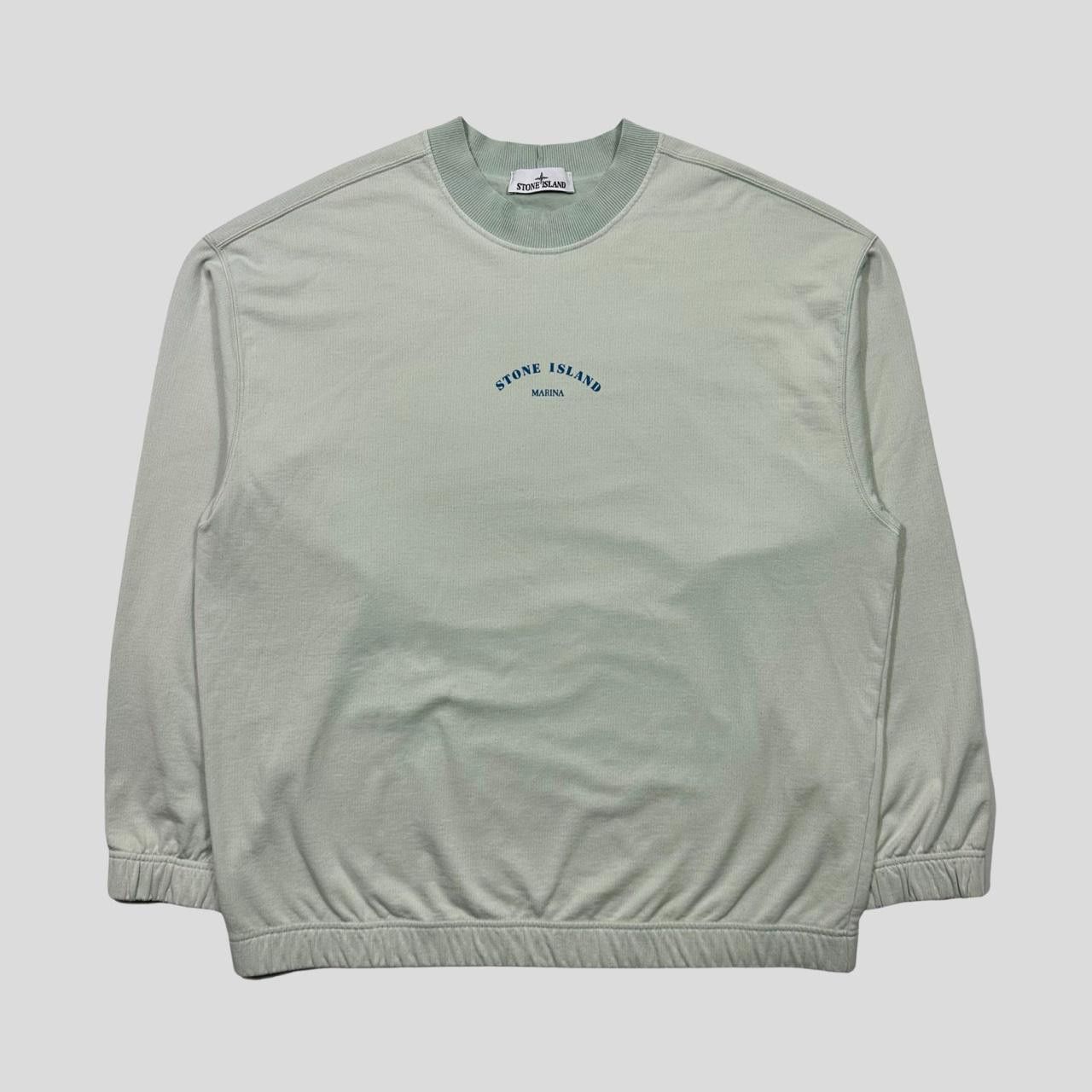 image of Stone Island 2023 Marina Spellout Crewneck - XL in White, Men's