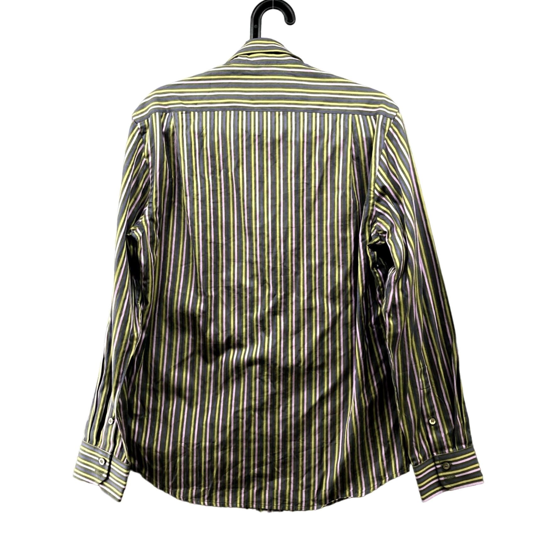 Gap GAP Dress Shirt Mens S 14-14.5 Purple Green Stripe Button Up Long Sleeve Cotton Size 36R - 2 Thumbnail