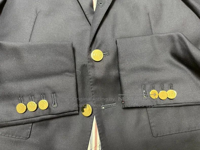 Thom Browne Thom Browne Dark Blue Gold Button Suit Jacket Size US XS / EU 42 / 0 - 6 Thumbnail