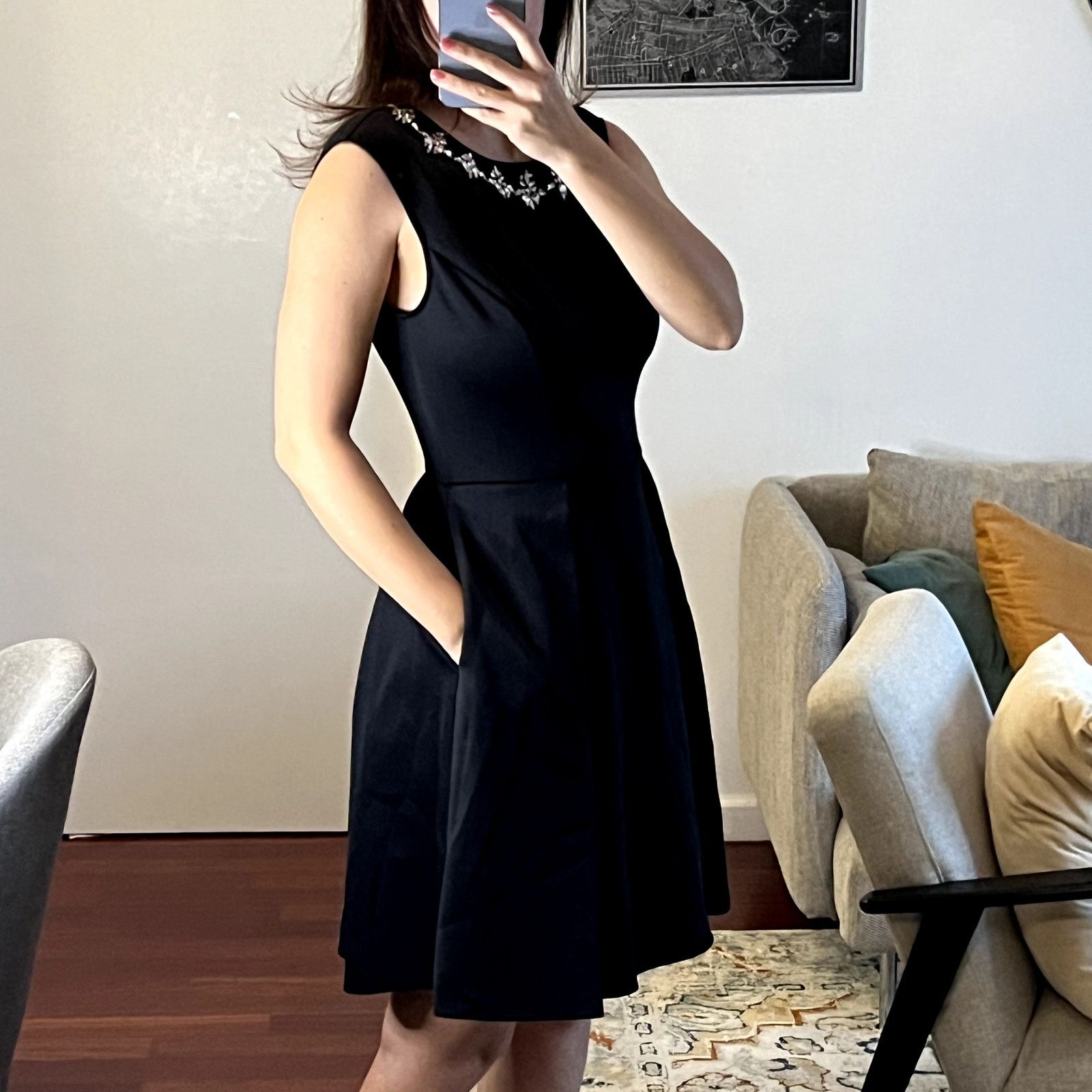 Ted Baker Ted Baker Joone Skater Bejeweled Sleeveless Mini Black Dress Size S / US 4 / IT 40 - 2 Thumbnail