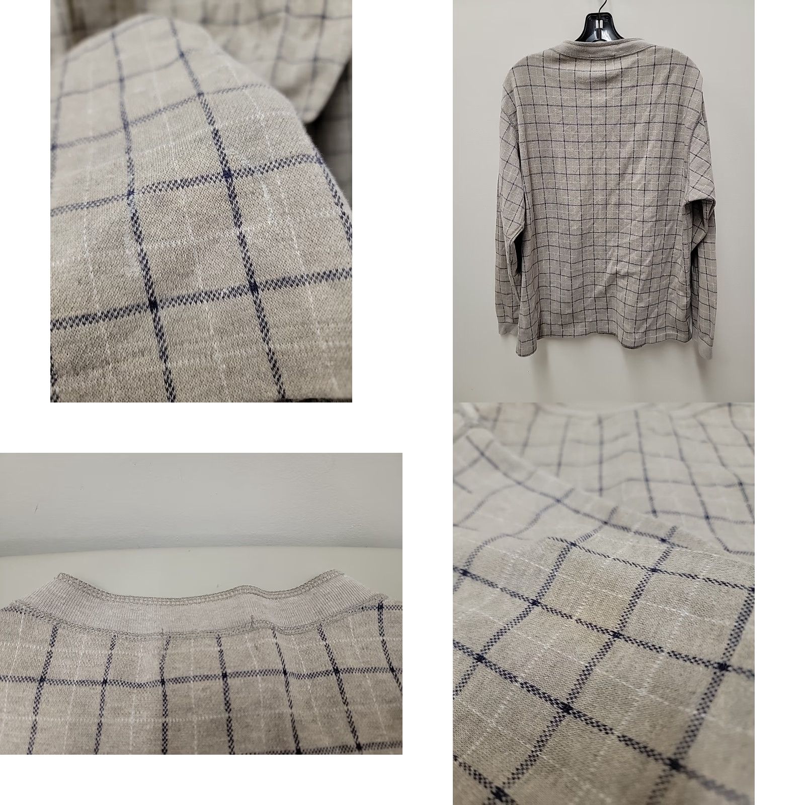 Vintage VINTAGE L.L. Bean Shirt Mens Large Taupe Henley Pullover Check Preppy 90s Mens Size US L / EU 52-54 / 3 - 8 Thumbnail