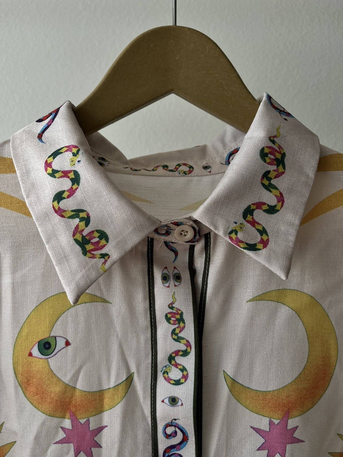 Designer Days Of Heaven Print Shirt Button Up Large Size L / US 10 / IT 46 - 6 Thumbnail