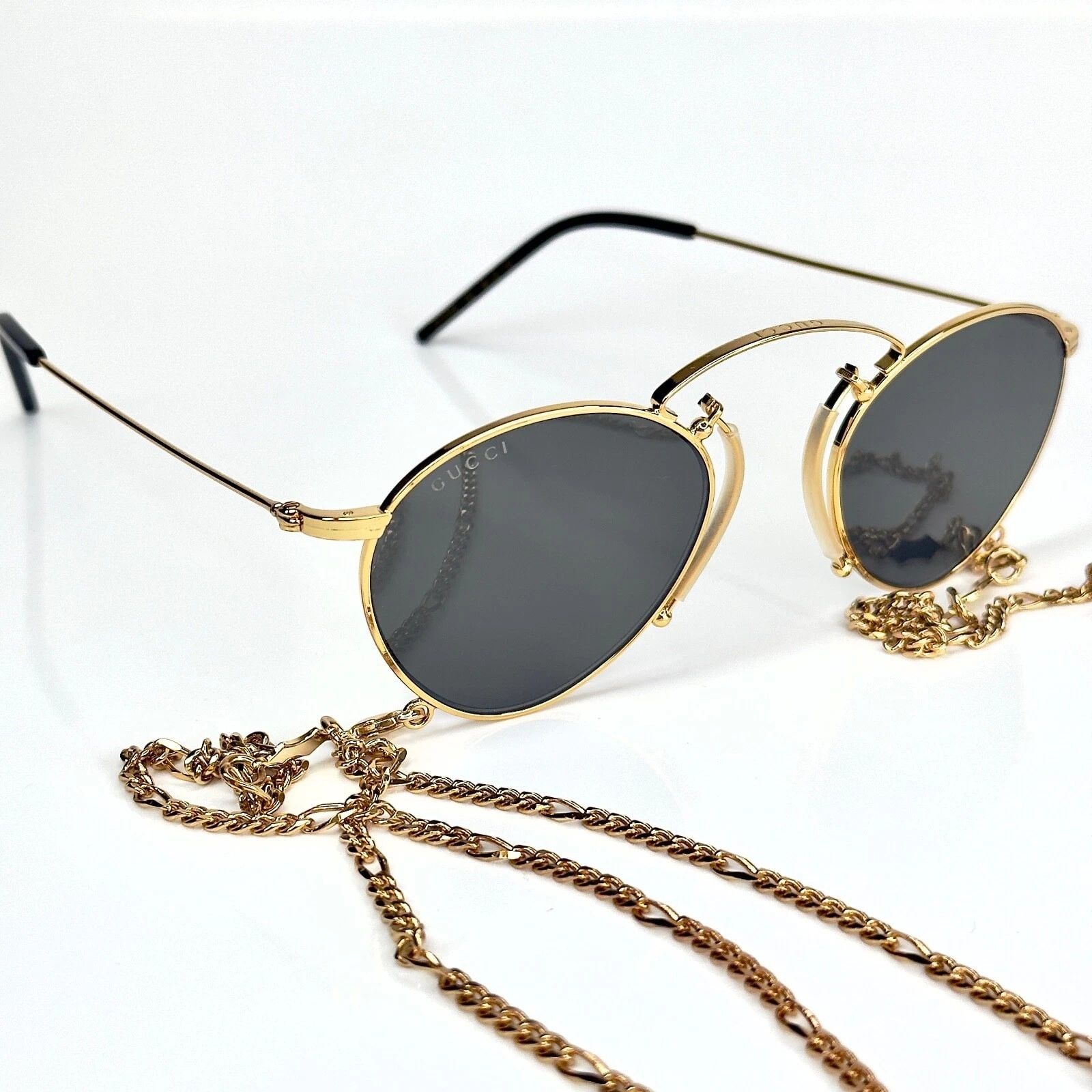 Gucci GUCCI GG1034S 1034 ARIA Pinke-nez Gold Chain 002 002 Size ONE SIZE - 11 Thumbnail