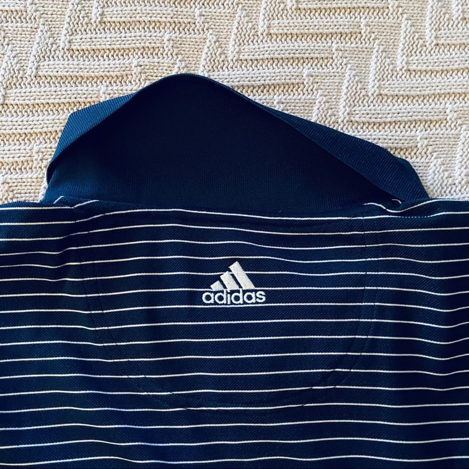 Adidas Adidas navy striped short sleeve polo Size US XL / EU 56 / 4 - 4 Thumbnail