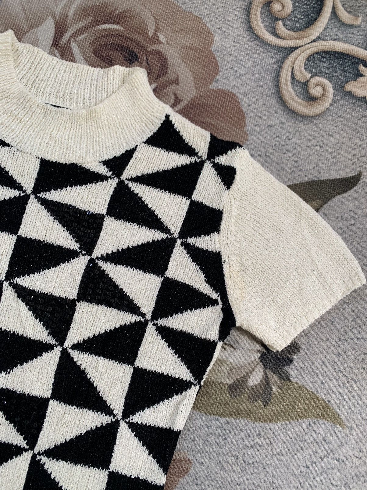 Designer Christian Aujard Paris Blink Diamond Design Knit Top Size S / US 4 / IT 40 - 4 Thumbnail