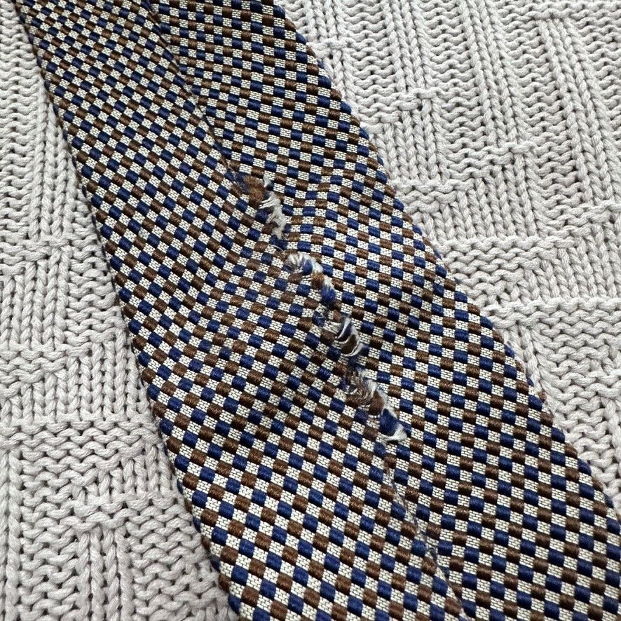 Bergdorf Goodman Bergdorf Goodman navy and bronze gingham silk tie Size ONE SIZE - 3 Thumbnail