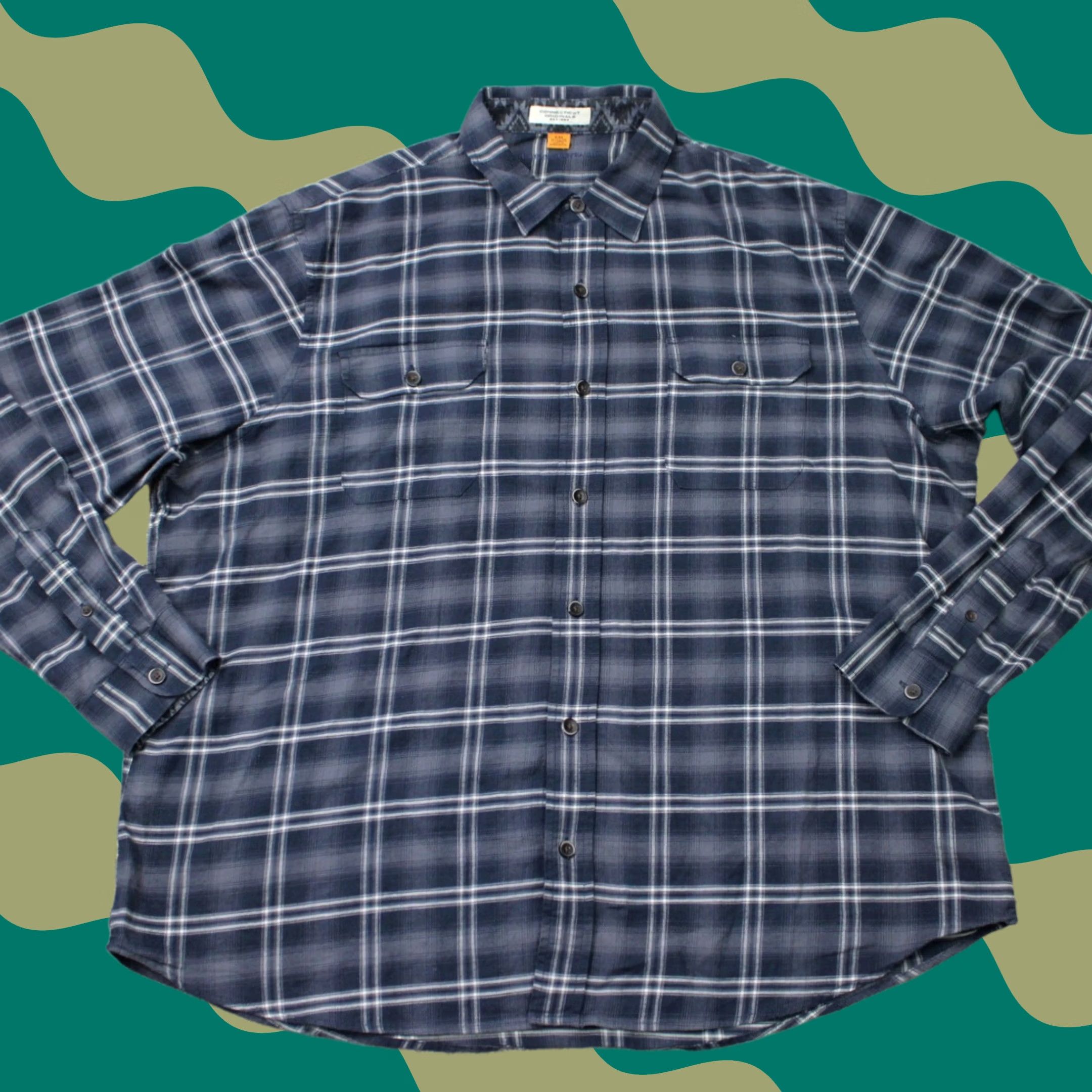 Vintage Tailor Vintage Shirt Mens 2XL Blue Plaid Flannel Button-Up Long Sleeve Casual Workwear Size US XXL / EU 58 / 5 - 1 Thumbnail