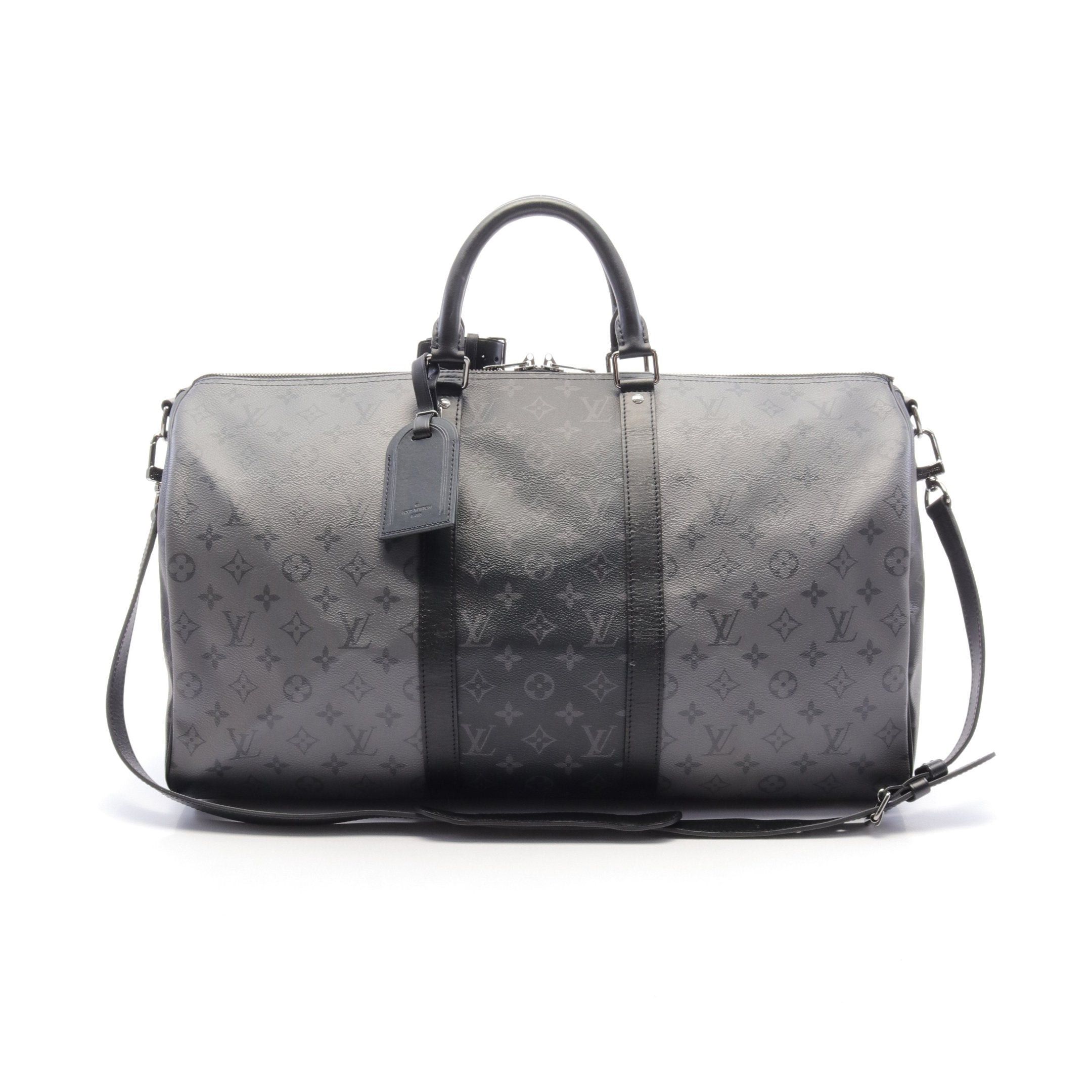 Louis Vuitton Louis Vuitton Keepall 50 Monogram Eclipse Reverse Boston Bag Leather Black Gray Size ONE SIZE - 1 Thumbnail