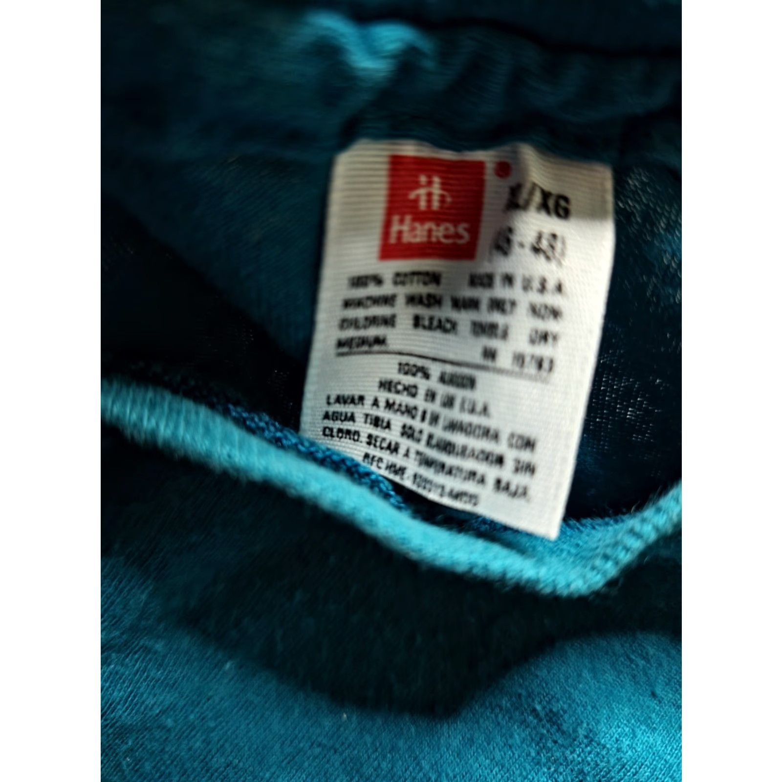 Hanes VINTAGE Hanes Heavyweight 50/50 T-Shirt Mens XL Blue Teal Short Sleeve Round Neck Cotton Blend Knit 50/50 Blank USA Regular Rock/Pattern? Size US XL / EU 56 / 4 - 4 Thumbnail