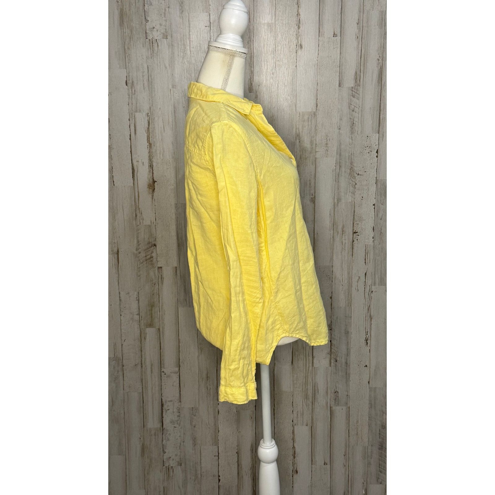 Anthropologie Cloth & Stone Women's Yellow Linen Button-Up Shirt Small Size S / US 4 / IT 40 - 4 Thumbnail