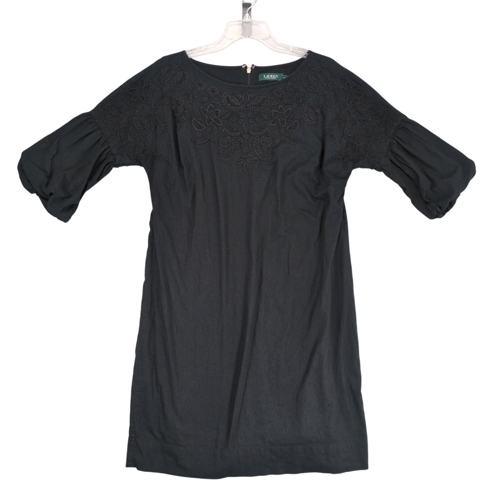 Ralph Lauren LRL Ralph Lauren Sz 10 Black Embroidered Roses Dress Size L / US 10 / IT 46 - 1 Thumbnail