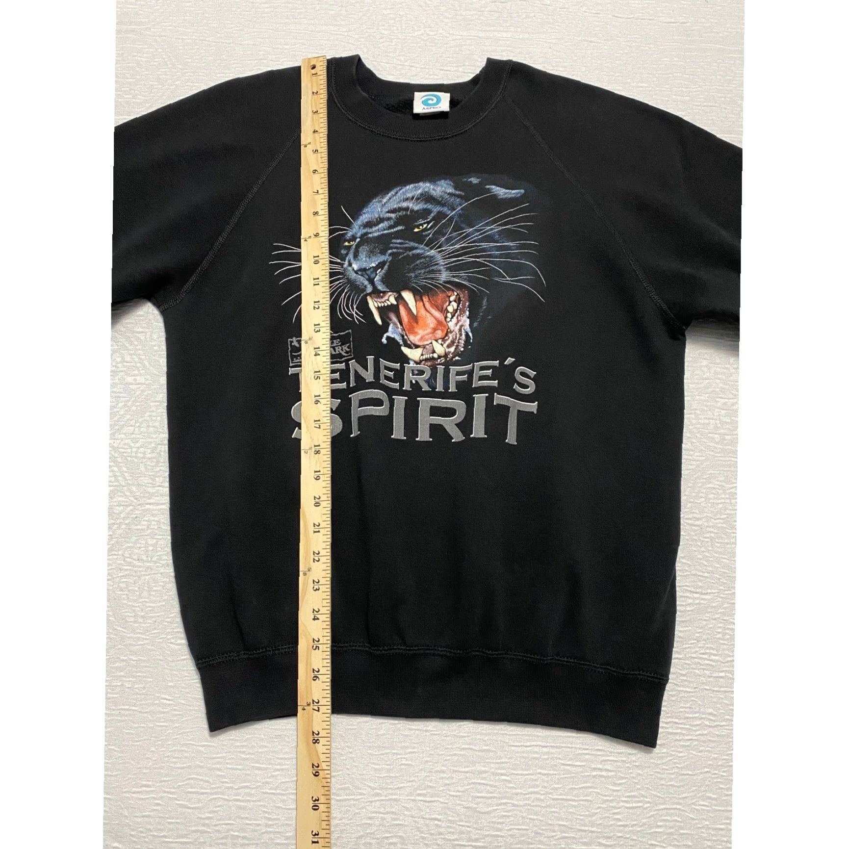 ESPIRIT VINTAGE Aspro Black Panther Tenerife Spirit Raglan Sweatshirt Mens M Black Graphic Print Crew Neck Knit Pullover Casual Streetwear Size US M / EU 48-50 / 2 - 6 Thumbnail