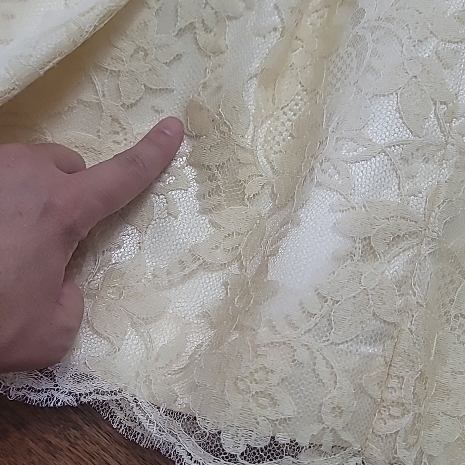 & Other Stories Vtg 1950s Cream Lace over Satin Strapless Dress & Jacket Size ONE SIZE - 14 Thumbnail