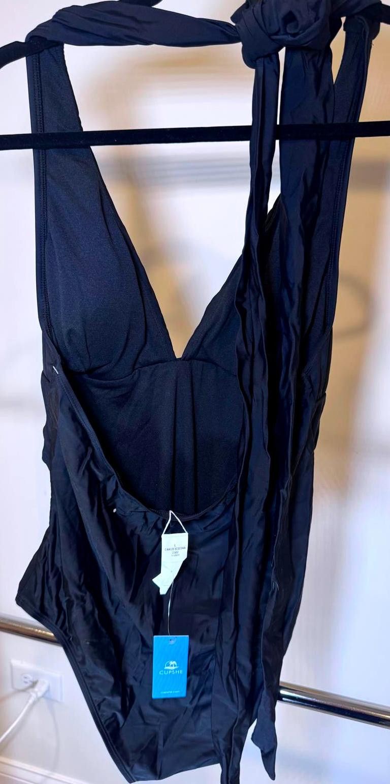 Designer CUPSHE Women's Black One-Piece Swimsuit - L Size ONE SIZE - 2 Thumbnail