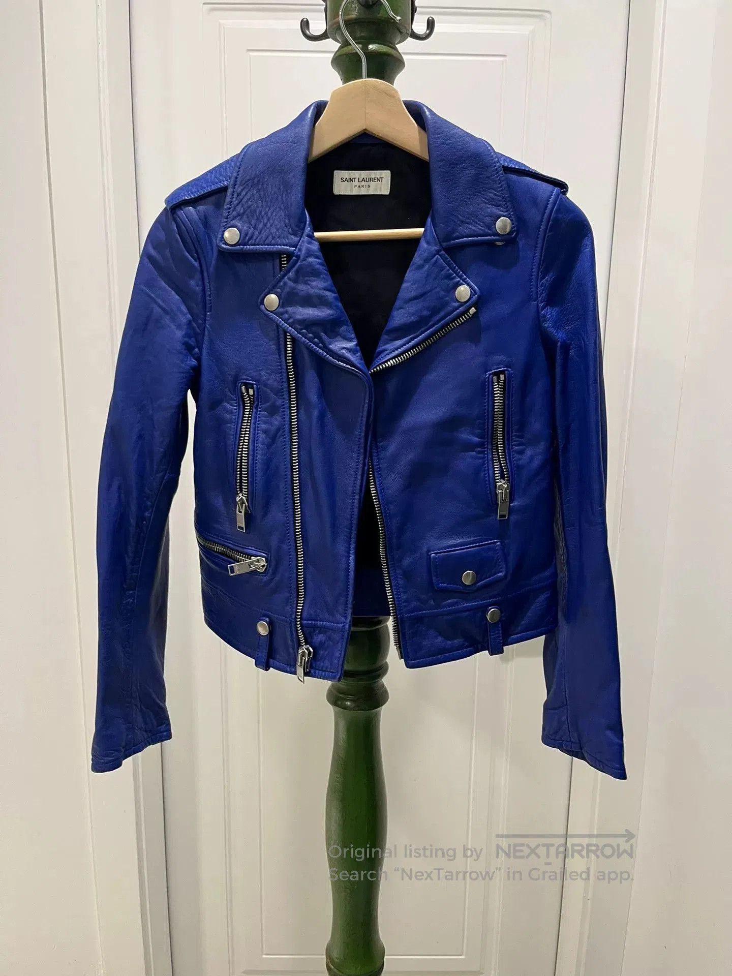 Saint Laurent Paris Saint Laurent Blue Biker Leather Jacket. Size XXS / US 00 / IT 34 - 1 Thumbnail